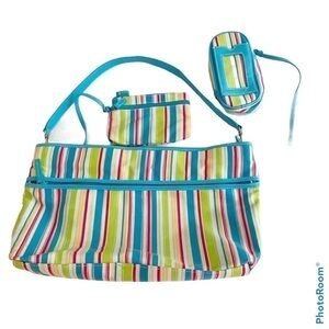 𝅺sonoma Cabana Stripe 3 Piece Canvas Bag Set NWOT